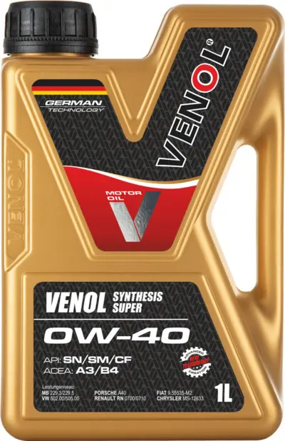 VENOL SYNTHESIS SUPER SN SM CF A3/B4 0W40 1L