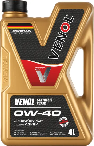 VENOL SYNTHESIS SUPER SN SM CF A3/B4 0W40 4L