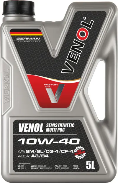 VENOL SEMISYNTHETIC MULTI PDG SM SL CG 4 CF 4 10W40 5L